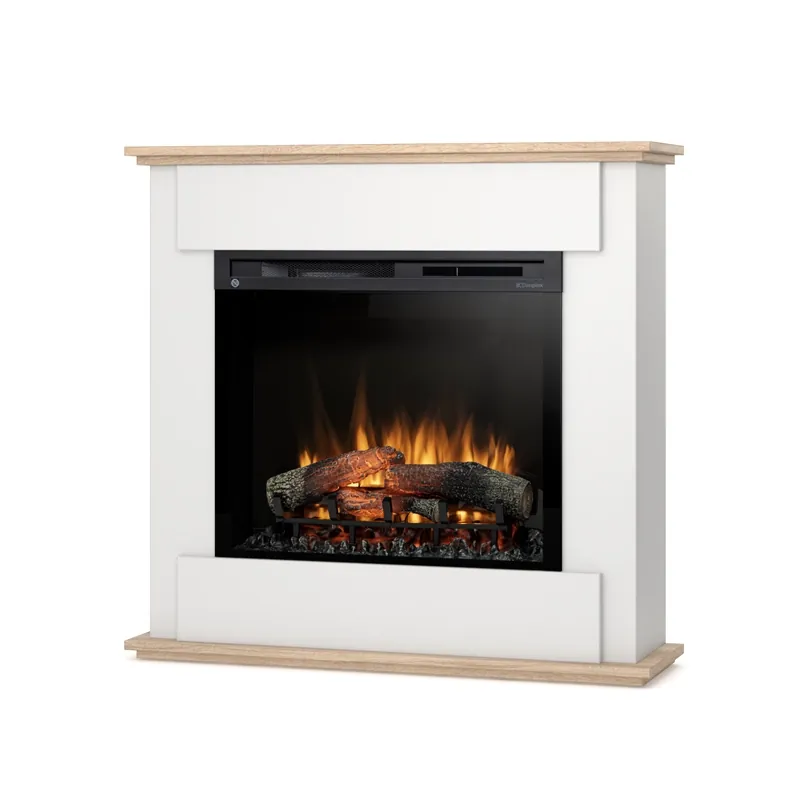 Kominek elektryczny Warmtec Fonte wkład Dimplex 28' XHD Optiflame - biały, dąb sonoma.