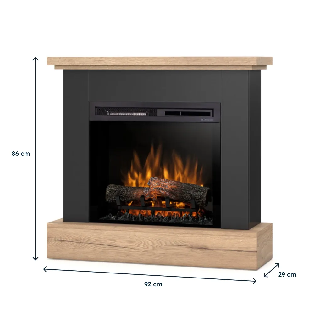 Kominek elektryczny Warmtec Jukon wkład Dimplex 23' XHD Optiflame - czarny, jasny dąb