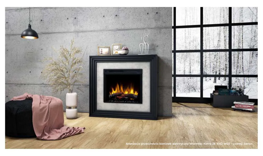 Kominek elektryczny Warmtec Katra wkład Dimplex 23' XHD OptiFlame LED - biały mat