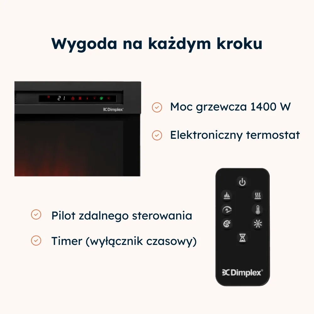 Kominek elektryczny Warmtec Zuni wkład Dimplex 26" XHD Optiflame - kaszmirowy, dąb Casella brązowy 9 - CzystyTlen.pl Kominek elektryczny Warmtec Zuni wkład Dimplex 26' XHD Optiflame - kaszmirowy, dąb Casella brązowy